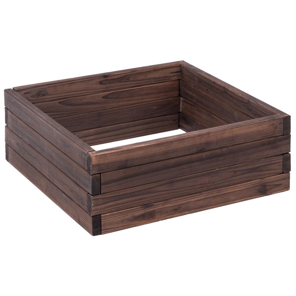 Square Raised Garden Bed for Flowers & Vegetables, Wood Planter Box for Seeds & Plants