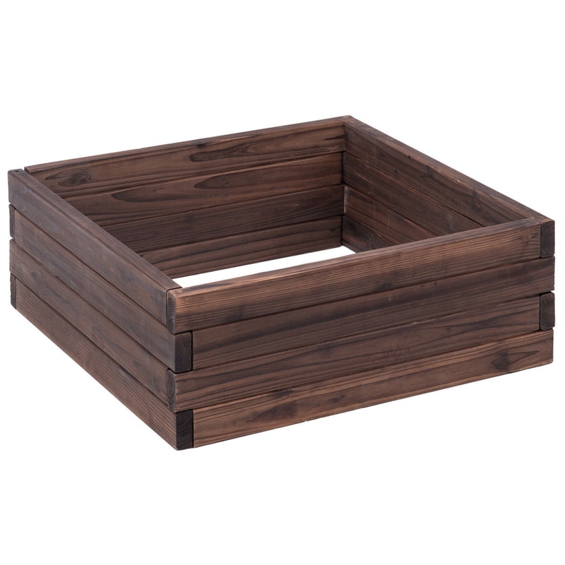 Square Raised Garden Bed for Flowers & Vegetables, Wood Planter Box for Seeds & Plants