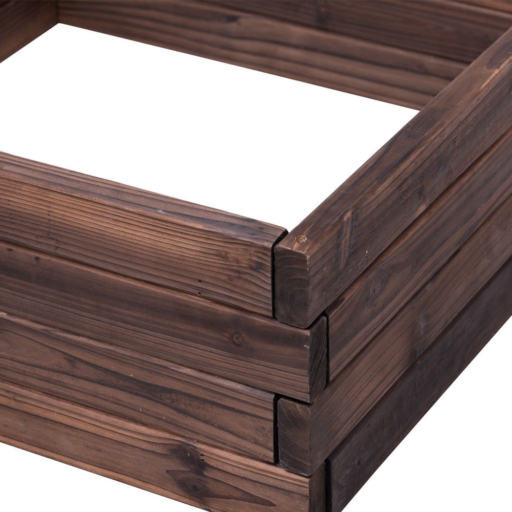 Square Raised Garden Bed for Flowers & Vegetables, Wood Planter Box for Seeds & Plants