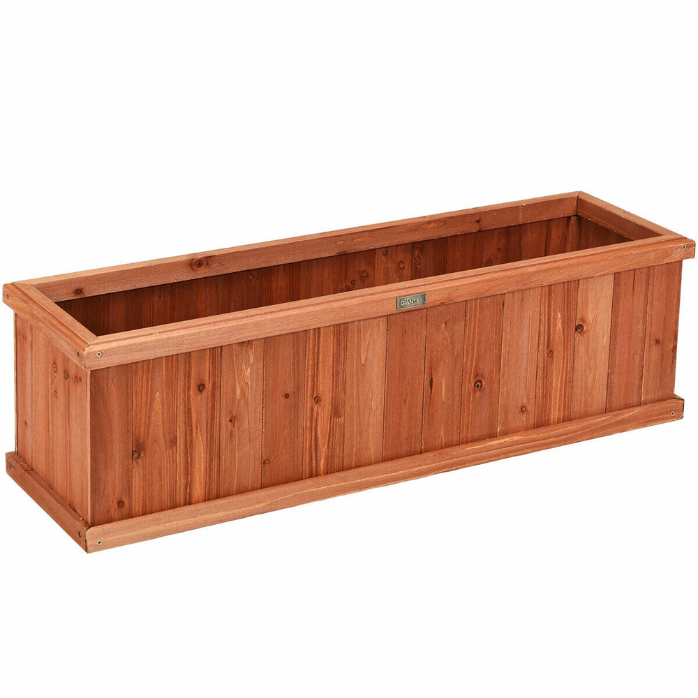 Wooden Decorative Planter Box, Natural Fir Garden & Window Box for Flowers, Herbs & Vegetables