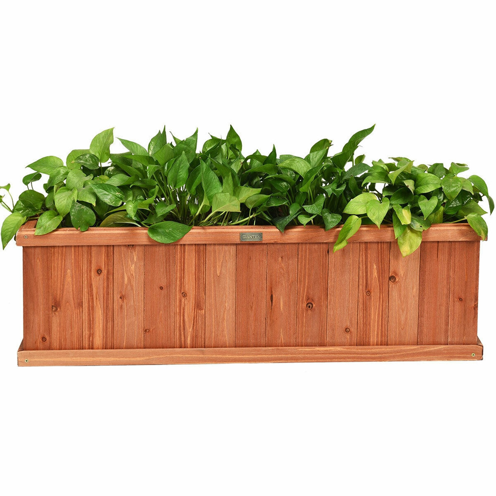 Wooden Decorative Planter Box, Natural Fir Garden & Window Box for Flowers, Herbs & Vegetables