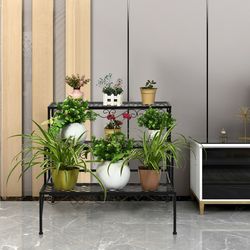 3 tier metal plant stand, 100lb capacity decorative shelf for indoor outdoor plants & home decor