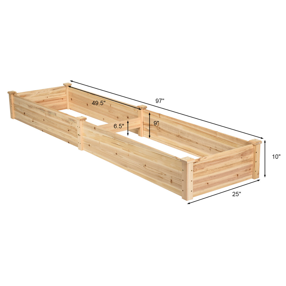 Extra Large Raised Garden Bed, Natural Fir Wood Planter for Vegetables, Fruits & Plants