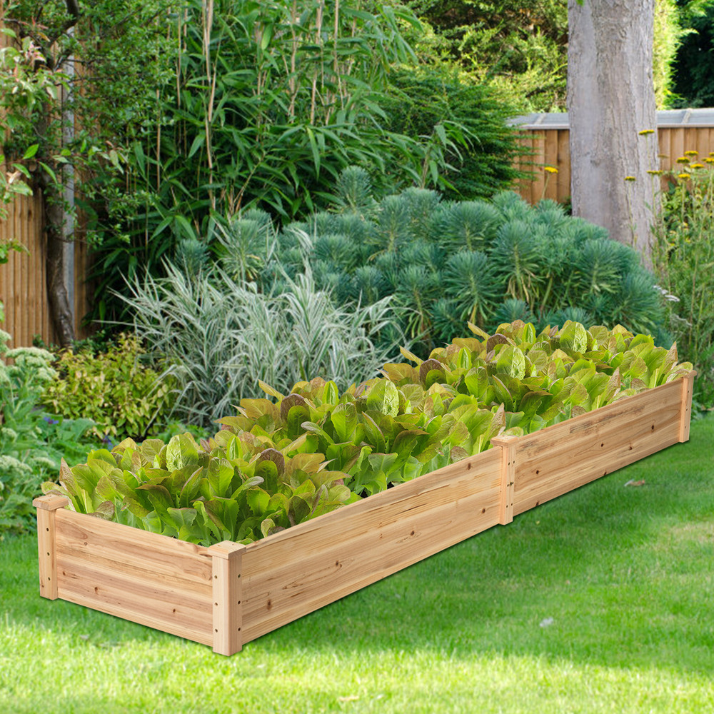 Extra Large Raised Garden Bed, Natural Fir Wood Planter for Vegetables, Fruits & Plants