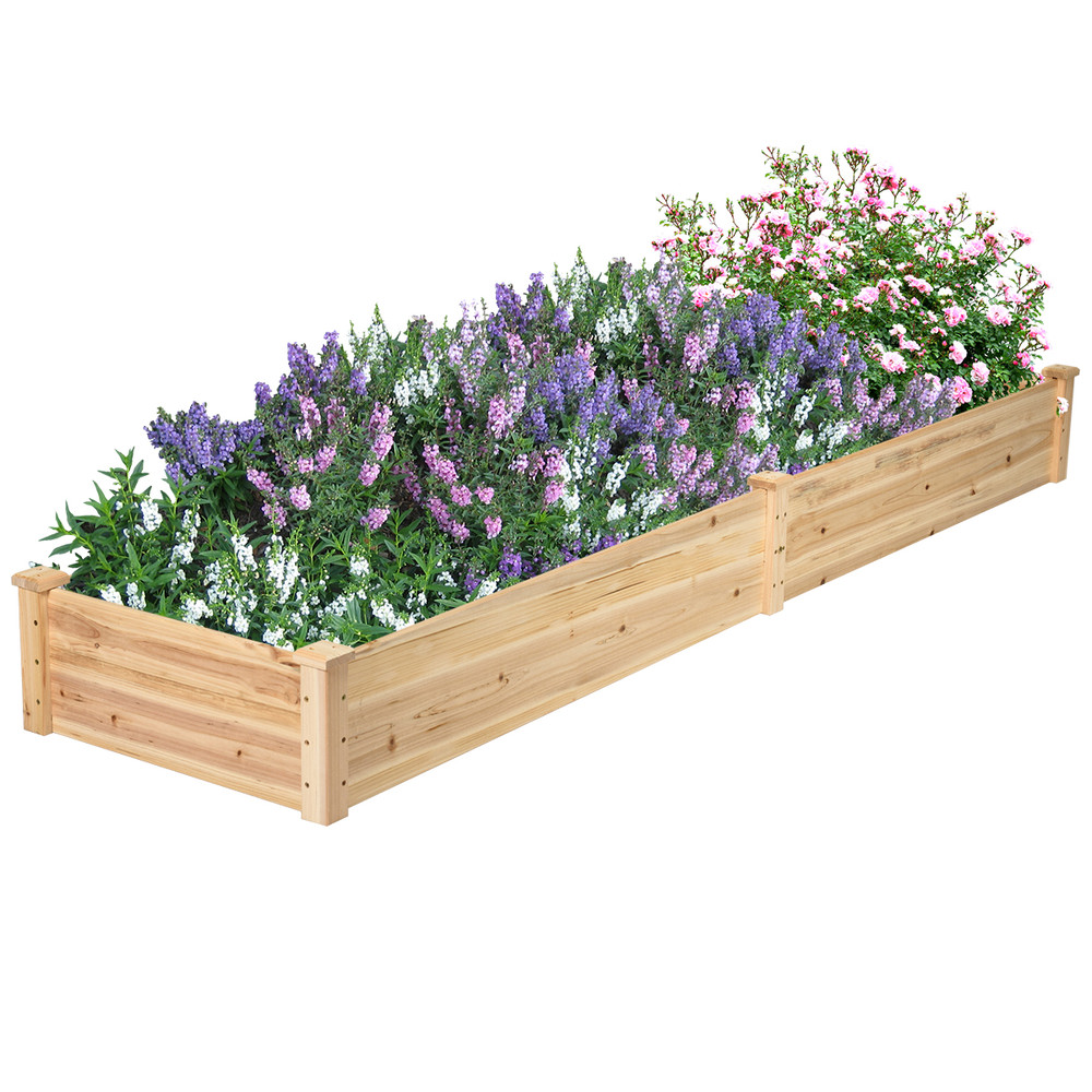 Extra Large Raised Garden Bed, Natural Fir Wood Planter for Vegetables, Fruits & Plants