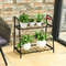 2-Tier Patio Metal Plant Stand Indoor Outdoor Flower Shelf | Heavy-Duty Steel Plant Display Rack for Garden Balcony
