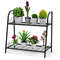 2-Tier Patio Metal Plant Stand Indoor Outdoor Flower Shelf | Heavy-Duty Steel Plant Display Rack for Garden Balcony