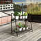 2-Tier Patio Metal Plant Stand Indoor Outdoor Flower Shelf | Heavy-Duty Steel Plant Display Rack for Garden Balcony