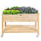 Wood Elevated Planter Bed with Lockable Wheels, Shelf & Liner, Raised Garden Box for Vegetables, Flowers & Herbs