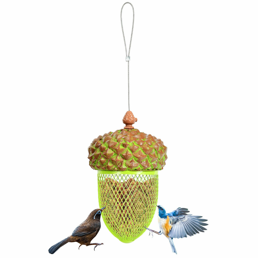 Metal Acorn Wild Bird Feeder Outdoor Hanging Food Dispenser for Garden Yard Backyard Patio Decor Squirrel-Proof Durable