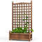 Solid Free-Standing Wood Planter Box with Trellis for Garden, Outdoor Fir Wood Planter