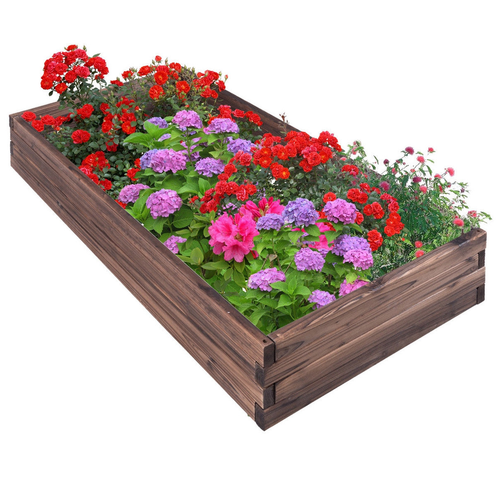 Wooden Raised Garden Bed Kit, Elevated Planter Box for Herbs, Flowers & Veggies