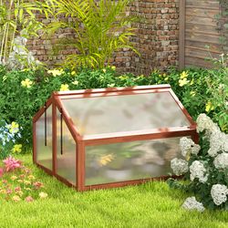 double box garden wooden greenhouse, sturdy fir wood & polycarbonate glazing for year-round planting