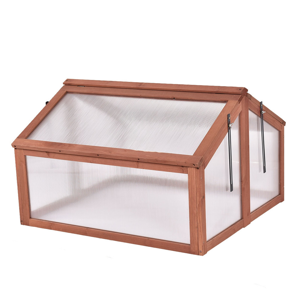 Double Box Garden Wooden Greenhouse, Sturdy Fir Wood & Polycarbonate Glazing for Year-Round Planting