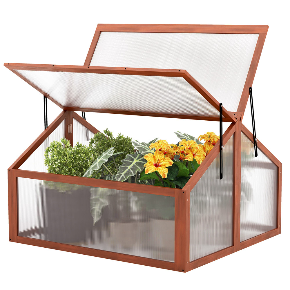 Double Box Garden Wooden Greenhouse, Sturdy Fir Wood & Polycarbonate Glazing for Year-Round Planting