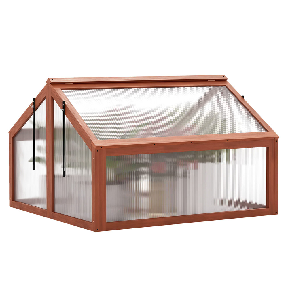 Double Box Garden Wooden Greenhouse, Sturdy Fir Wood & Polycarbonate Glazing for Year-Round Planting