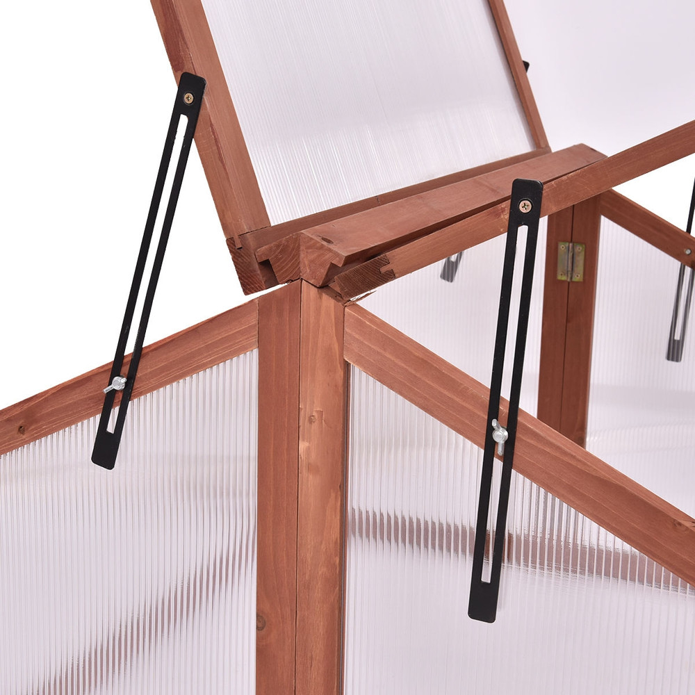 Double Box Garden Wooden Greenhouse, Sturdy Fir Wood & Polycarbonate Glazing for Year-Round Planting