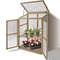 Premium Garden Portable Wooden Greenhouse with Double Shelves & Foldable Top for Patio, Balcony & Deck Plant Display