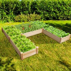 premium u-shaped wooden garden raised bed for backyard and patio, durable fir wood planter for veggies & flowers