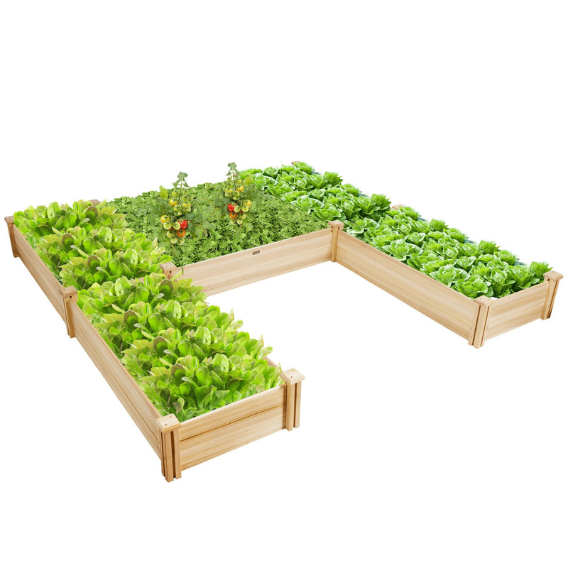 Premium UShaped Wooden Garden Raised Bed For Backyard And Patio Durable Fir Wood Planter For Veggie 4
