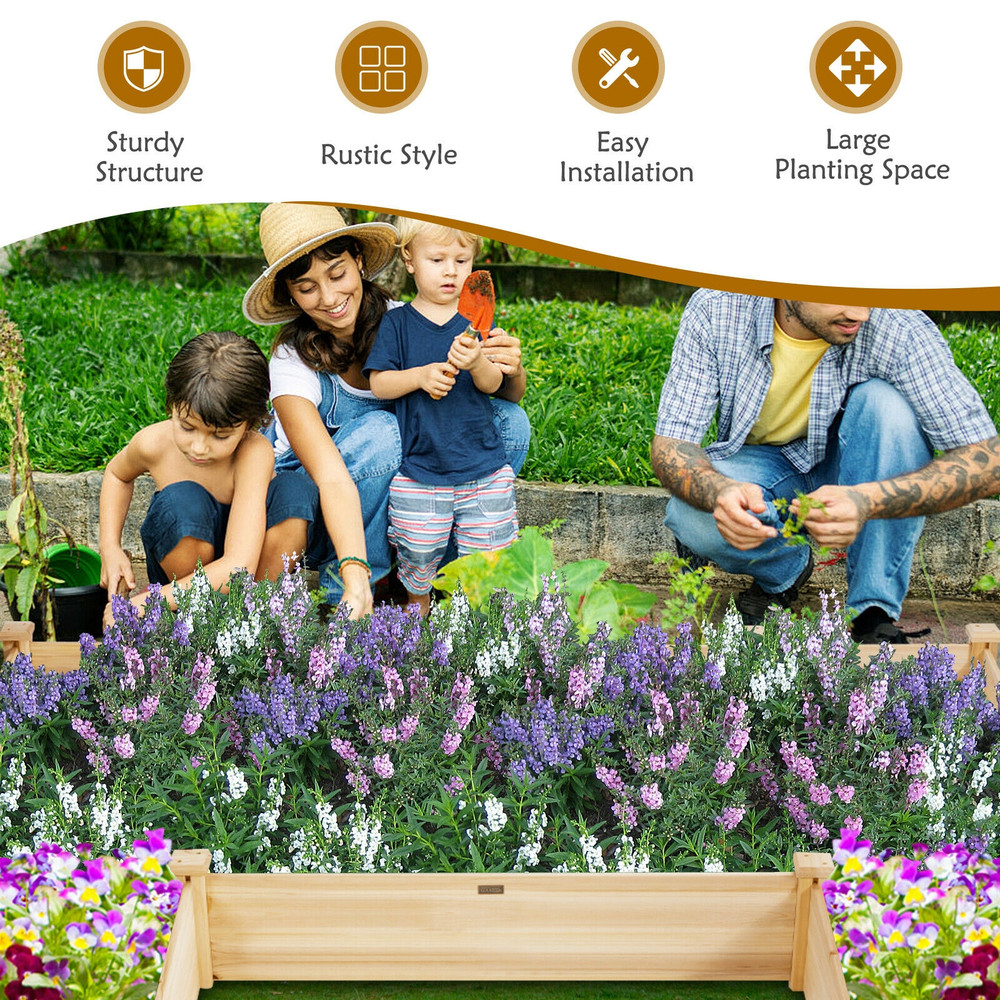Premium UShaped Wooden Garden Raised Bed For Backyard And Patio Durable Fir Wood Planter For Veggie 3