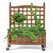Wood Planter Box With Trellis And Wheels Mobile Raised Garden Bed For Climbing Plants Herbs And Veg 5