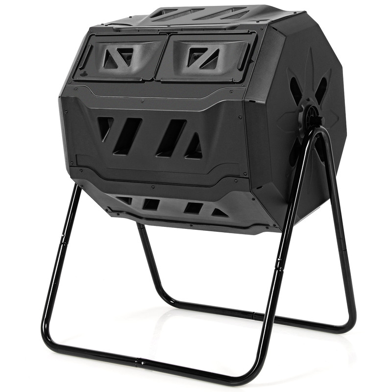 Rotating Compost Bin Barrel With Dual Chamber Sliding Doors Aeration System For Efficient Outdoor 0