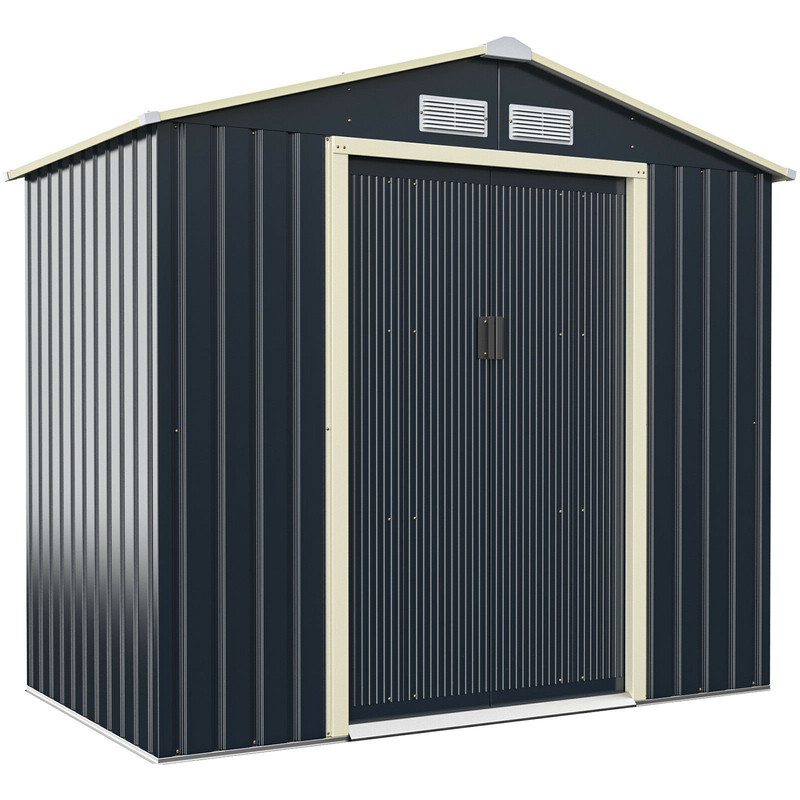 HeavyDuty Metal Outdoor Storage Shed With Lockable Sliding Doors Rustproof Utility Tool Shed For Ba 0