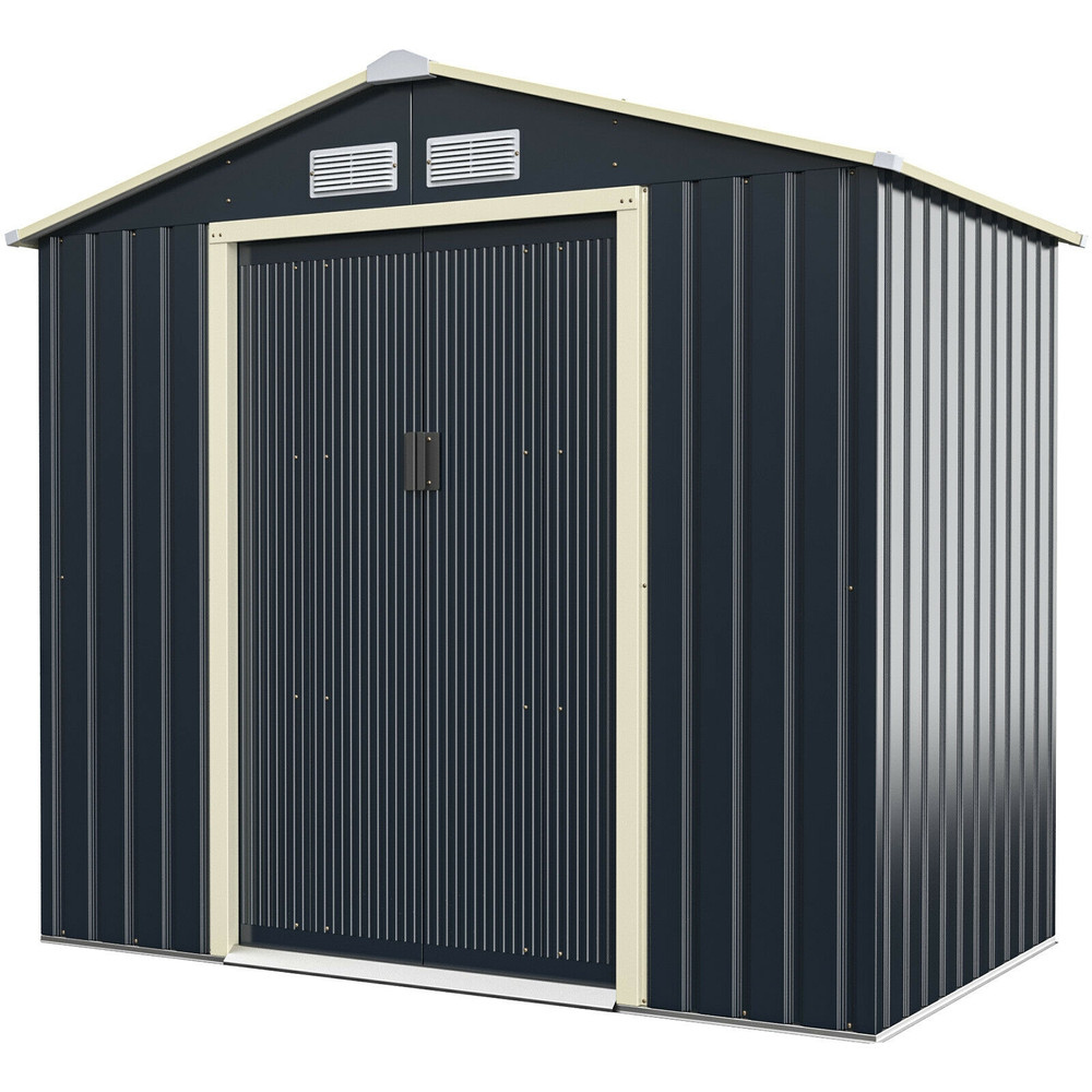 HeavyDuty Metal Outdoor Storage Shed With Lockable Sliding Doors Rustproof Utility Tool Shed For Ba 7