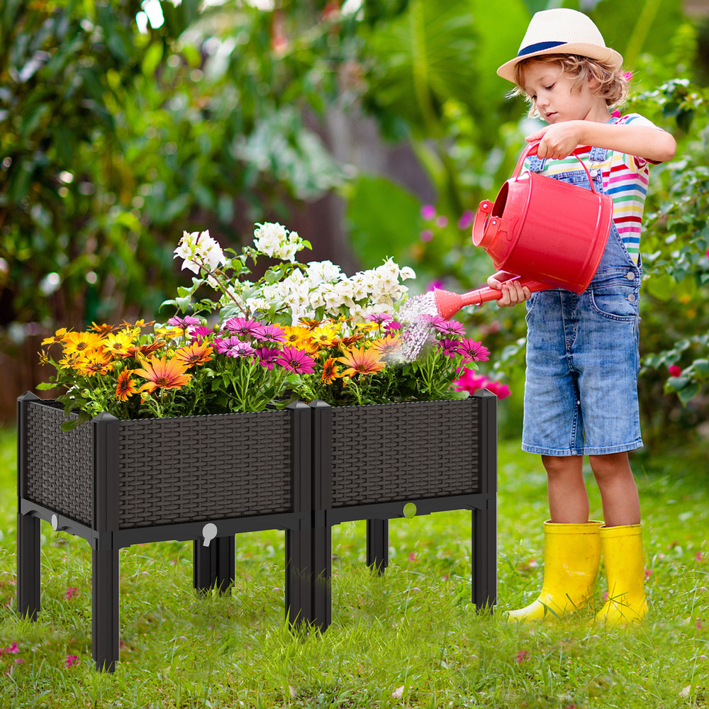 Durable Plastic Raised Garden Bed With Legs Elevated Planter Kit For Vegetables Flowers Herbs Self 1