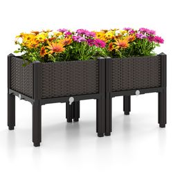durable plastic raised garden bed with legs, elevated planter kit for vegetables, flowers & herbs, self-watering outdoor