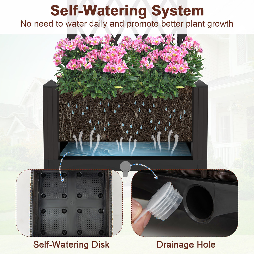 Raised Garden Bed With Trellis Planter Box For Climbing Plants SelfWatering Outdoor Vertical Plante 4