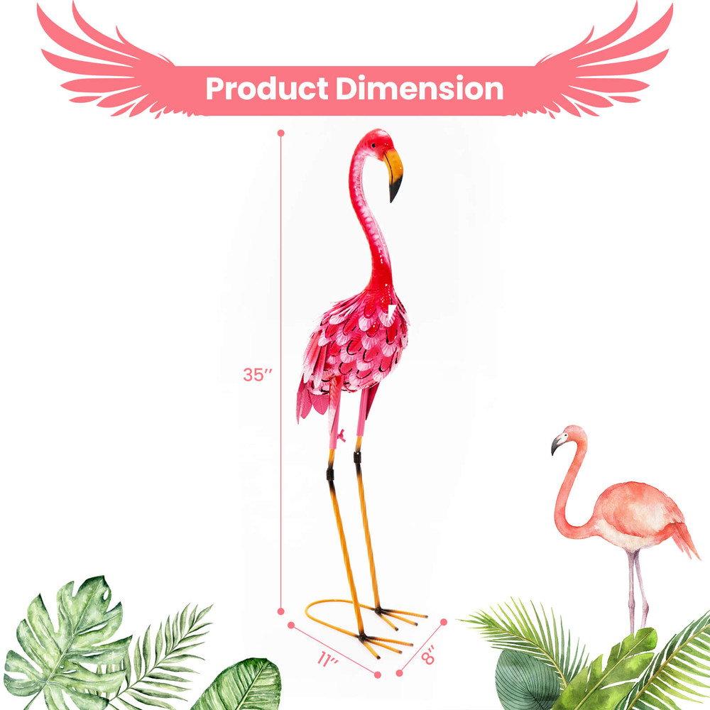 Decorative Flamingo Garden Statue Set Waterproof Metal Sculptures For Outdoor Lawn Patio And Garden 7