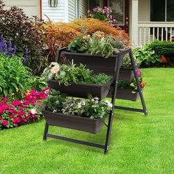 3 tier vertical raised garden bed with 5 plant boxes space-saving design