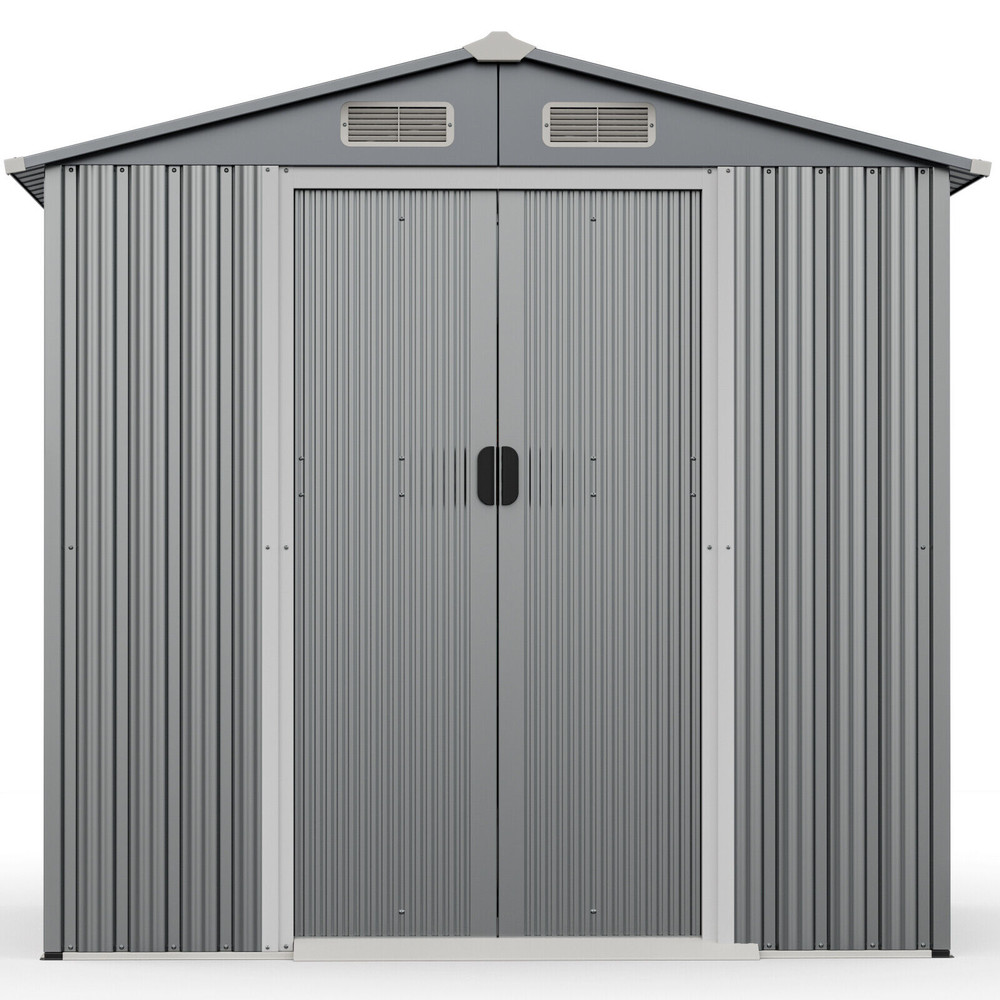 6x4 Ft Galvanized Steel Storage Shed with Lockable Sliding Doors, Heavy-Duty & Secure