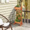 2 Tier Wooden Raised Garden Bed with Trellis Sturdy & Stylish Orange Planter Box