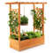 Raised Garden Bed with Trellis Natural Fir Wood Planter for Climbing Plants & Hanging Pots