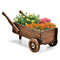 Rustic Wooden Wagon Planter, Rolling Plant Box with Handles & Drainage