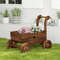 Decorative Wooden Wagon Cart with Handle Wheels & Drainage Hole, Rustic Garden Planter