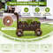 Decorative Wooden Wagon Cart with Handle Wheels & Drainage Hole, Rustic Garden Planter