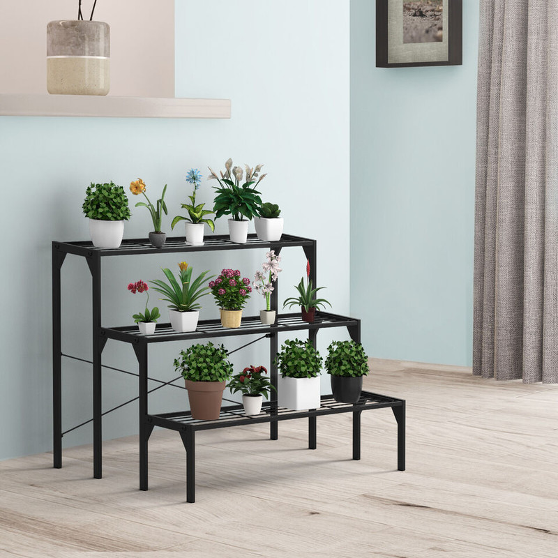 Outdoor 3-Tier Metal Plant Stand, Heavy Duty Rack for Multiple Uses (Indoor/Outdoor)