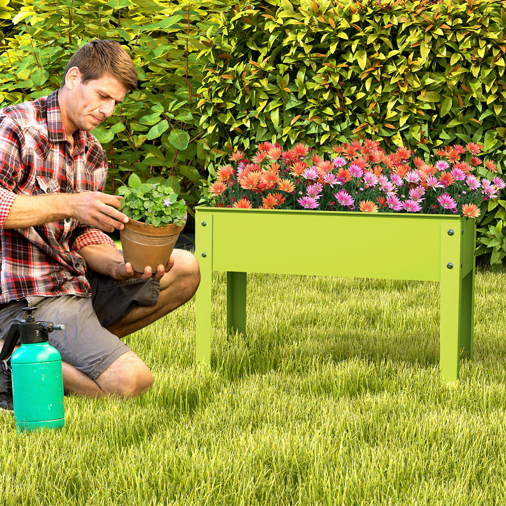 Metal Raised Garden Bed with Legs & Drainage Holes, Elevated Planter for Vegetables, Herbs & Flowers