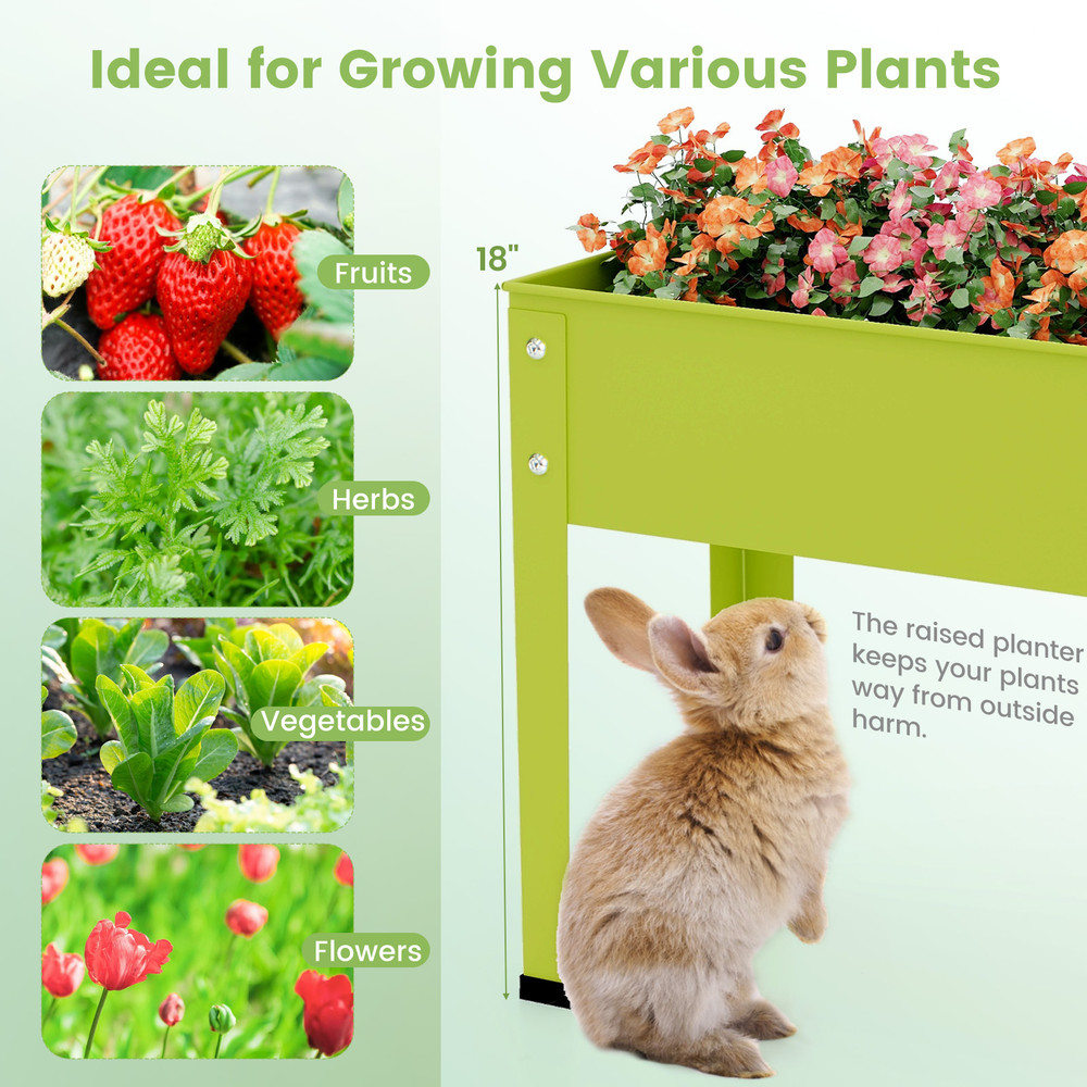 Metal Raised Garden Bed with Legs & Drainage Holes, Elevated Planter for Vegetables, Herbs & Flowers