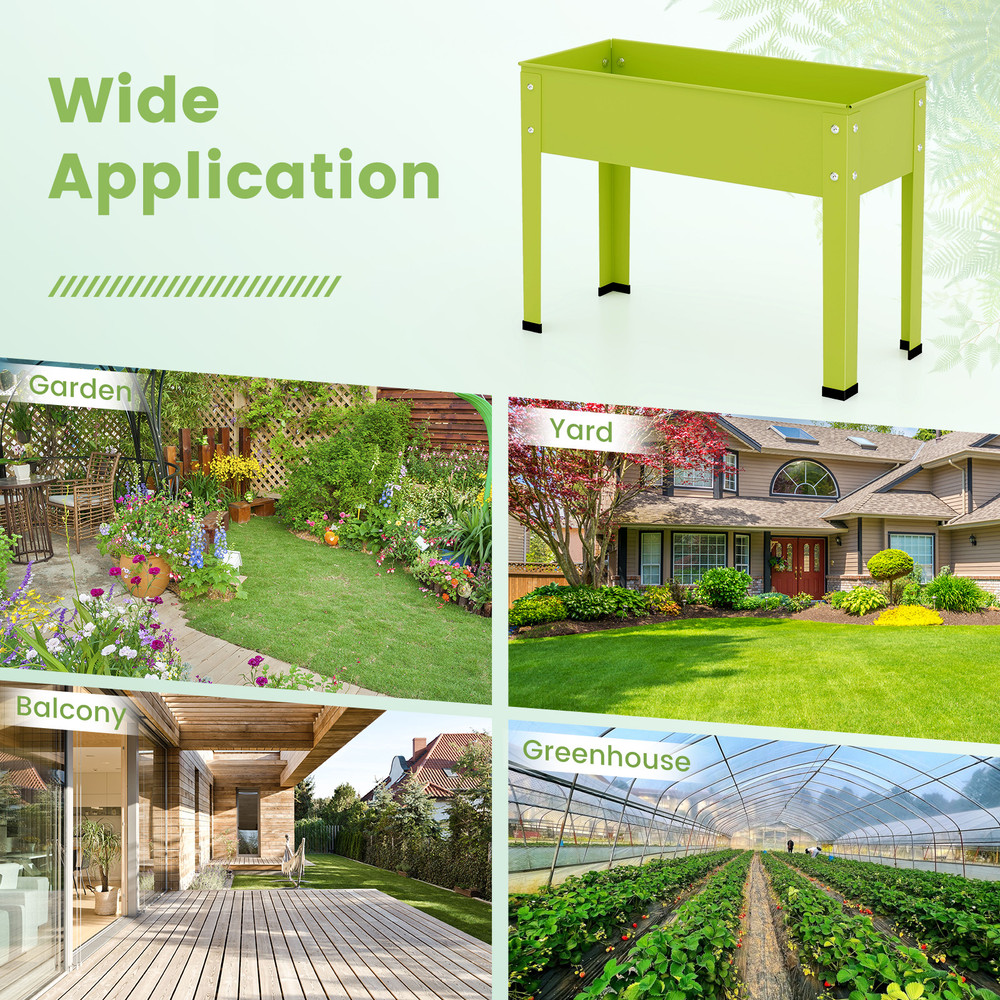 Metal Raised Garden Bed with Legs & Drainage Holes, Elevated Planter for Vegetables, Herbs & Flowers