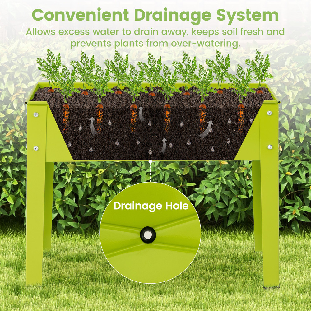 Metal Raised Garden Bed with Legs & Drainage Holes, Elevated Planter for Vegetables, Herbs & Flowers