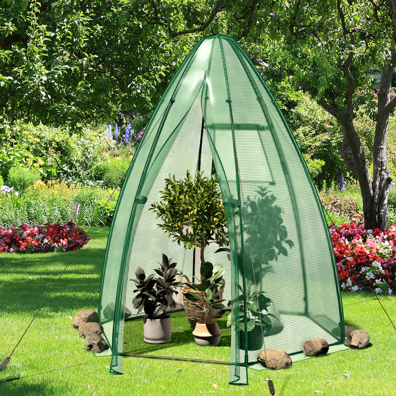 Portable Mini Greenhouse, 5.5 x 5.5 x 6 Ft with All-Weather PE Cover for Year-Round Gardening