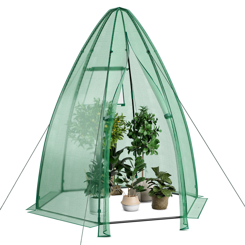 Portable Mini Greenhouse, 5.5 x 5.5 x 6 Ft with All-Weather PE Cover for Year-Round Gardening