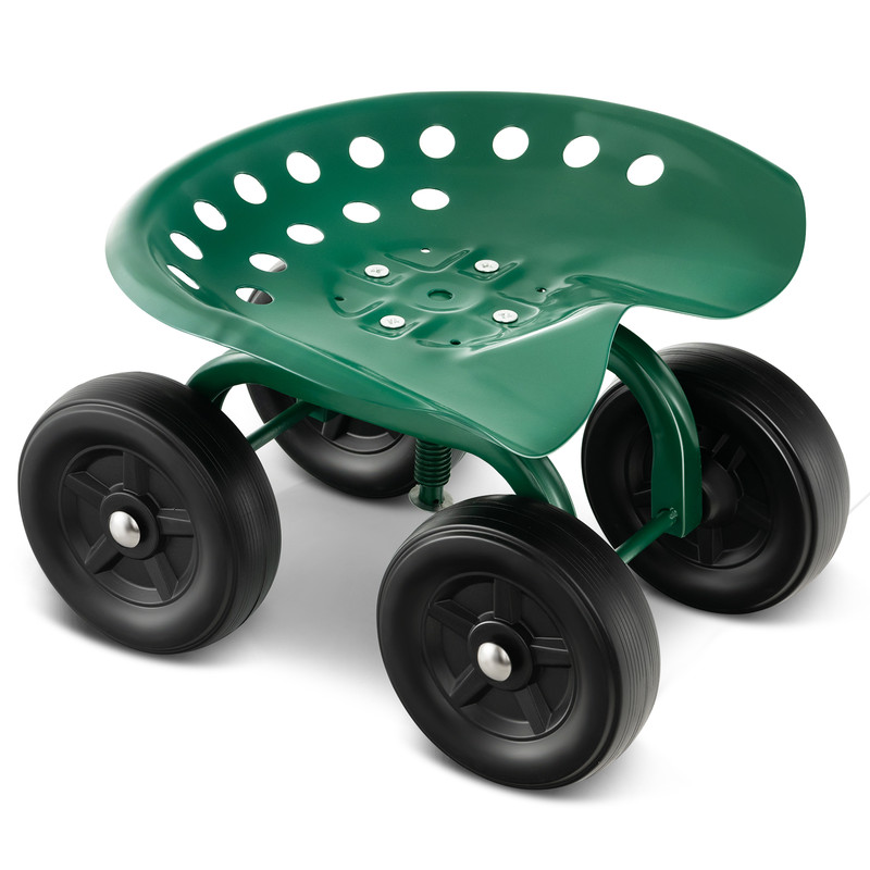 Heavy-Duty Garden Rolling Workseat with 360° Swivel Seat & Adjustable Height – Sturdy Mobile Garden Stool Cart