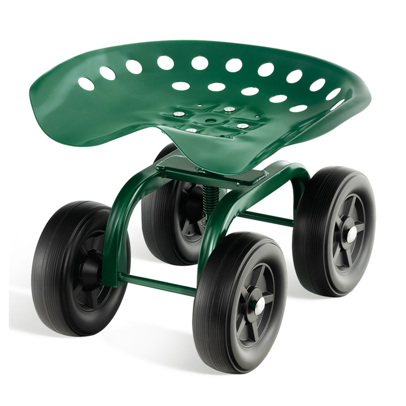 Heavy-Duty Garden Rolling Workseat with 360° Swivel Seat & Adjustable Height – Sturdy Mobile Garden Stool Cart