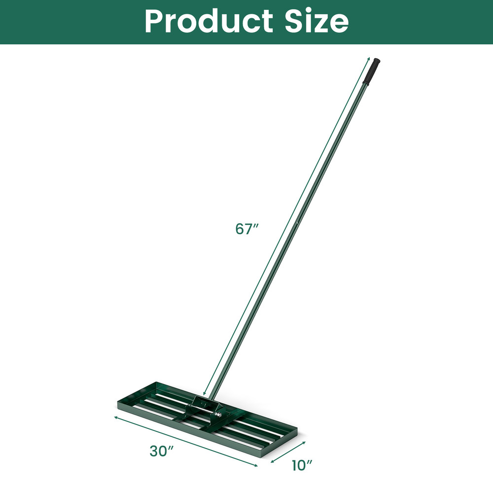 Lawn Leveling Rake with Ergonomic Handle, Heavy Duty Metal Yard Tool for Soil, Sand, Topdressing & Garden Lawn Care